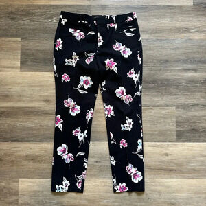 BANANA REPUBLIC Womens Size 6 Black Floral Print Career Pants